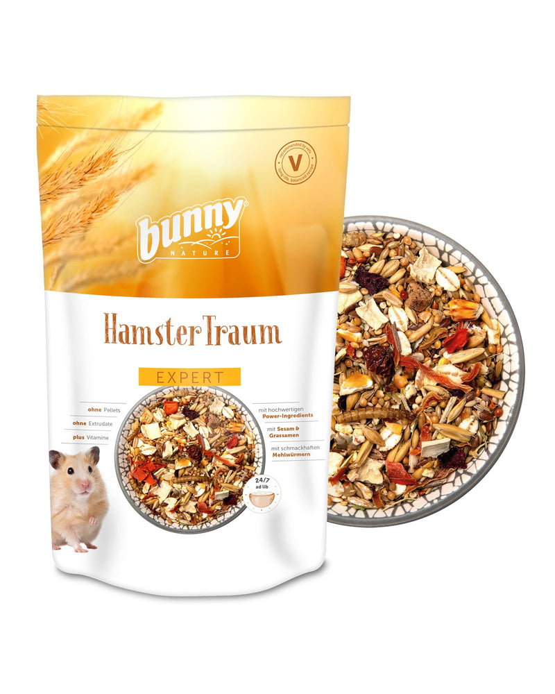 bunnyNature HamsterTraum Expert - complete food for hamsters - hamster food mix with vitamins, power ingredients & mealworms - 500g - BeesActive Australia
