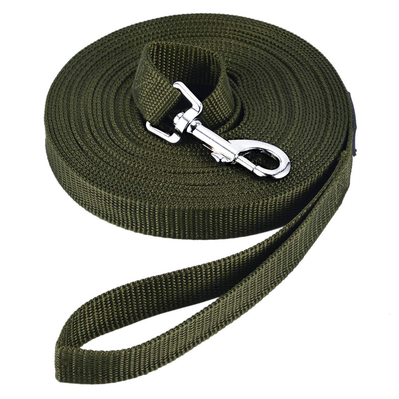 HAPPY HACHI drag leash for dogs, 3m / 5m / 10m / 15m / 20m / 33m nylon dog leash with robust and weatherproof, training leash with D-carabiner and handle padding for large to small dogs (15m, green) 15m - BeesActive Australia
