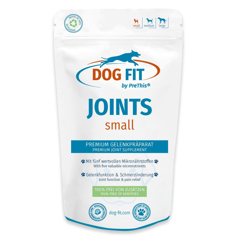 DOG FIT by PreThis® Joints I Premium joint preparation for dogs for osteoarthritis, patellar luxation, spondylosis & hip dysplasia I Joint protection free of additives I small up to 10kg JOINTS small (up to 10kg) - BeesActive Australia