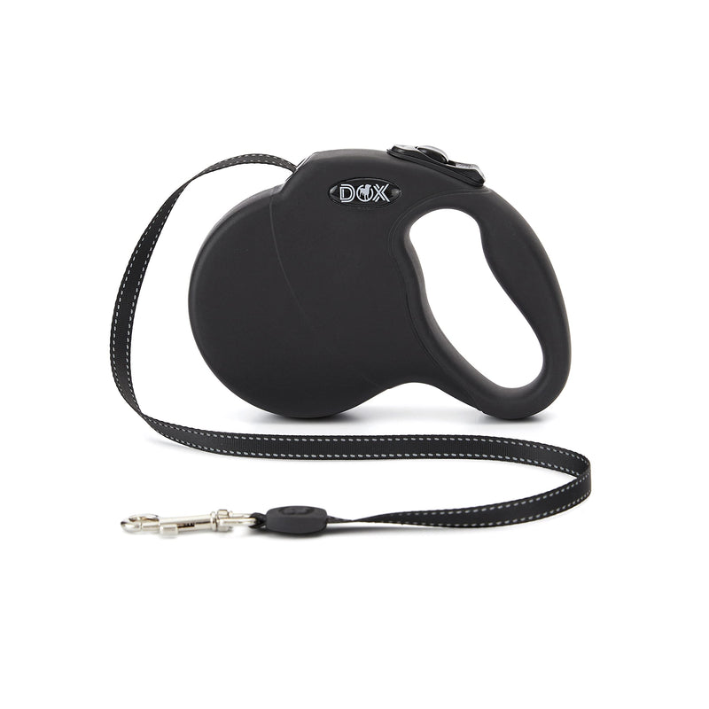 DDOXX Extendable Dog Leash - Stable Reflective Nylon Strips Dog Leash Bite-Resistant - Retractable Leash Break & Lock System - XS (Black) XS | 3m | up to 8 kg black - BeesActive Australia