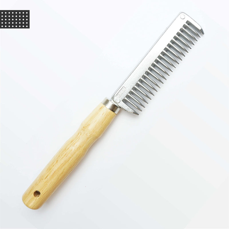 Metal mane comb for horses and donkeys with a sturdy wooden handle (wooden handle) - BeesActive Australia