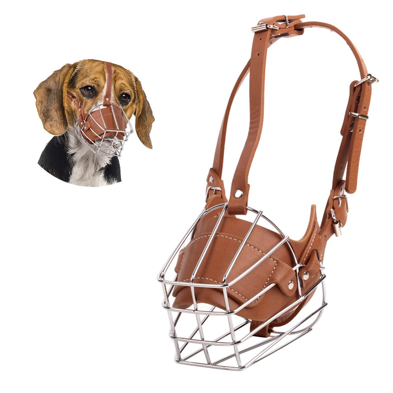 PETCUTE Dog Muzzle Metal Muzzle Dog Muzzle Anti Biting Barking Eating Bite Basket Safety Durable Dog Muzzle L Brown - BeesActive Australia