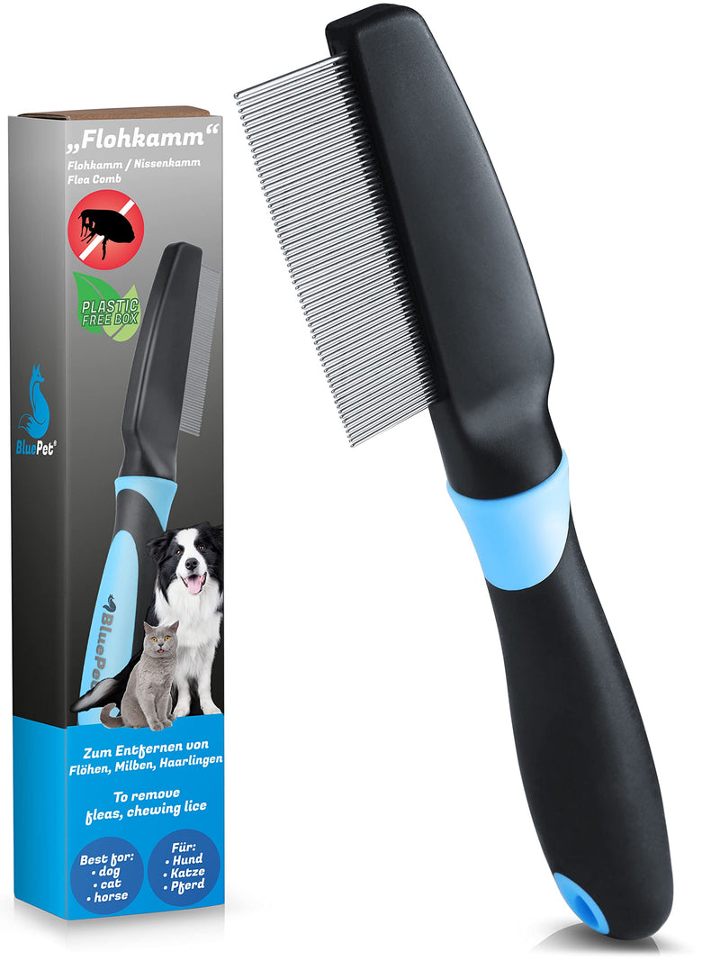 BluePet "FlohGo" Professional Flea Comb & Lice Comb for Dogs & Cats - Gentle & Safe Thanks to Rounded Prongs Blue - BeesActive Australia