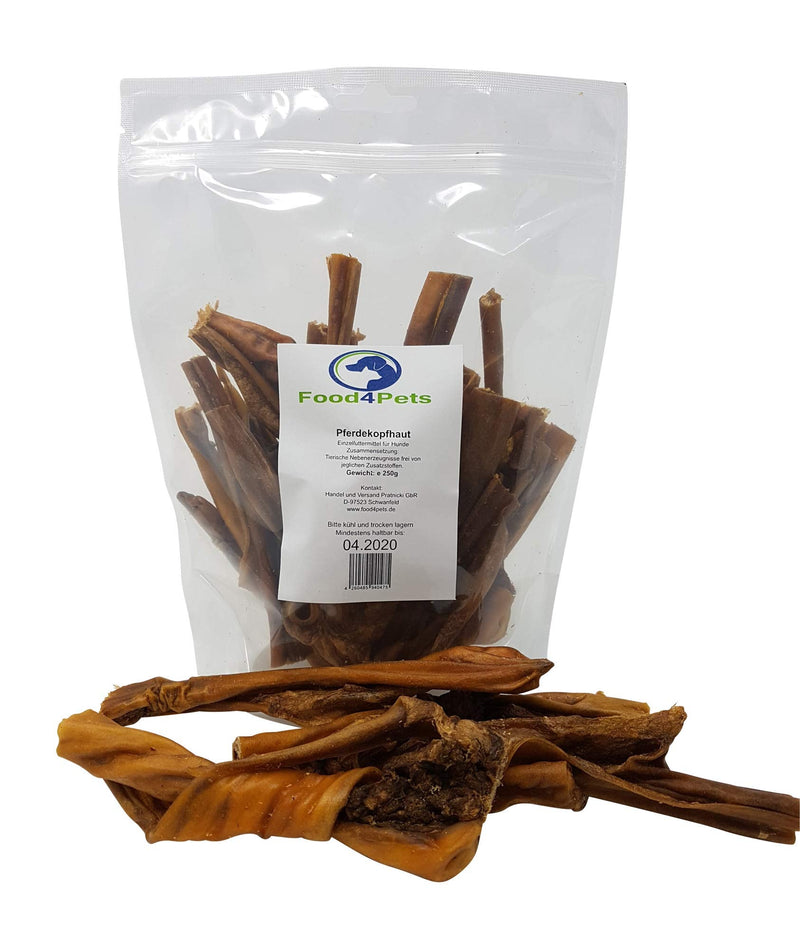 Food4Pets Horse Scalp Dog Treats 250g - 100% Horse Skin, Natural Dental Care & Chew Snack for Dogs - BeesActive Australia
