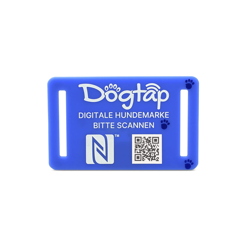 Dogtap Light Big, digital dog tag for medium to large dogs, with NFC chip and QR code for contact details and profile, made of silicone, waterproof, flexible, 67 x 40 mm blue - BeesActive Australia