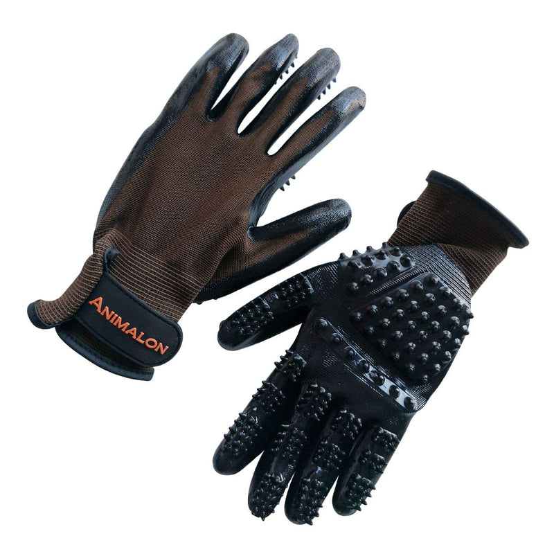 Animalon rubber grooming glove (double pack) | innovative and practical fur changing aid for horses and dogs | Rubber grooming glove for horses especially during coat change (L) L - BeesActive Australia
