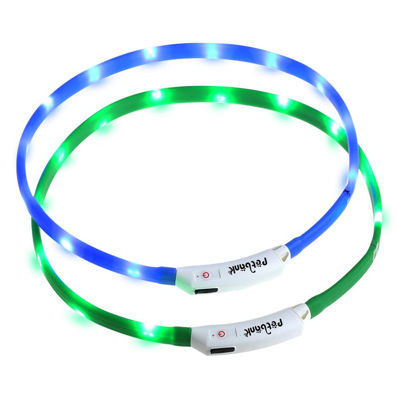 Pack of 2 LED light collar for dogs, LED collar for dogs, USB rechargeable, pet safety collar, length-adjustable dog collar with 3 lighting modes for dogs and cats - BeesActive Australia