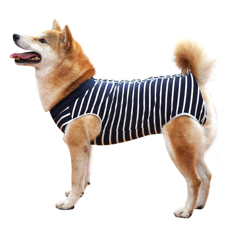 Dotoner Hospital Suit for Dogs and Cats, Wound Protection for Puppy, Medical Clothing, Post Surgery, Replacement Collar and Cone (XXL, Blue Stripes) XXL - BeesActive Australia