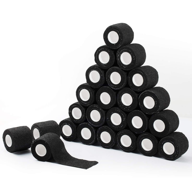 COJJ Pack of 24 5cm x 4.5m Adhesive Bandage Cohesive Bandage Self-Adhesive Bandage Finger Plaster Wound Dressing Fixing Bandage Animal Bandage Hand Tear Waterproof Elastic Bandage for People Pets (Black) 5cm - BeesActive Australia