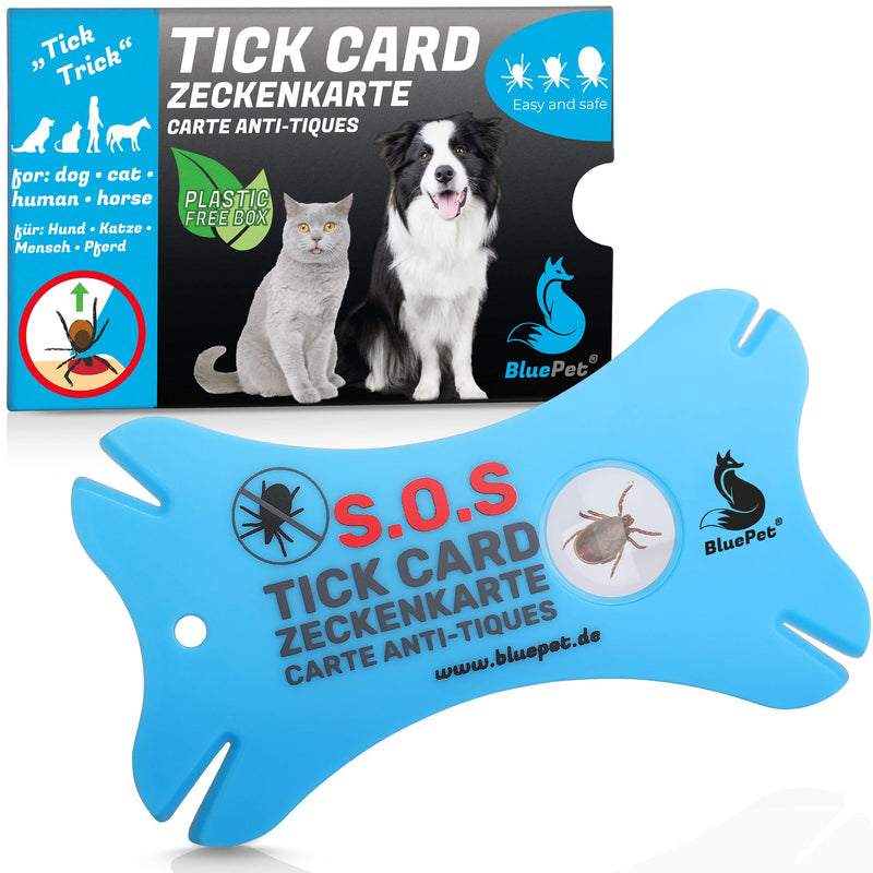 BluePet tick card with magnifying glass in credit card format - tick remover for removing ticks and nymphia from humans and animals - Tick card as first aid for dogs and cats in the house 1x tick card - BeesActive Australia