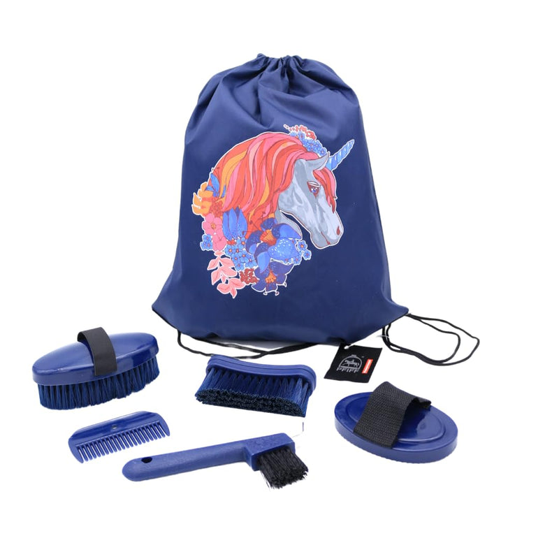 PFIFF 102790 grooming set, grooming bag, filled grooming bag, horse grooming set, horse care, dark blue - BeesActive Australia