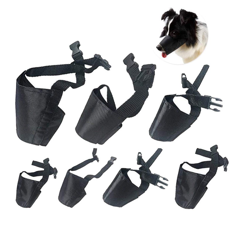 Amacoam Dog Muzzle Nylon Pack of 7 Adjustable Breathable Safety Muzzle Dog for Small Dogs Medium Dogs Large Dogs Anti-Bite Anti-Barking Anti-Chewing Safety Protection, Black - BeesActive Australia