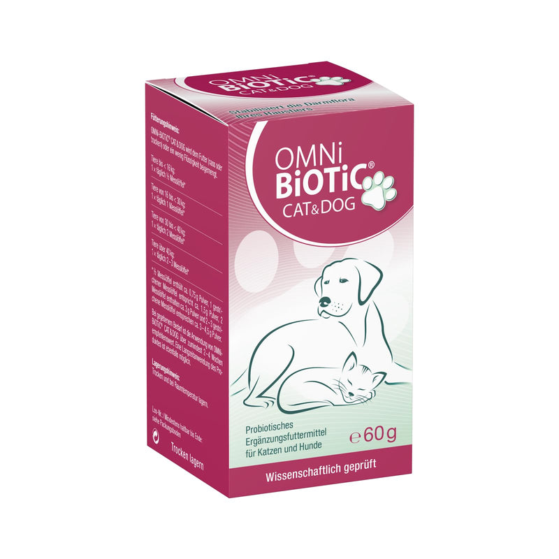 OMNi BiOTiC CAT & DOG | 60g | 2 bacterial strains | up to 7.5 billion germs per daily dose | powder | Probiotic supplementary food for dogs and cats - BeesActive Australia