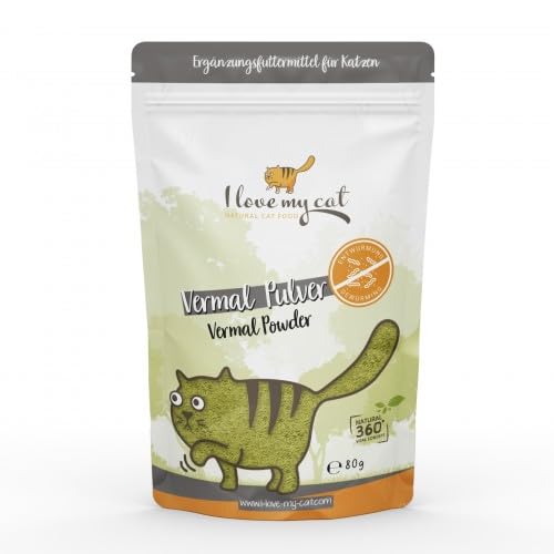 I love my cat Vermal powder for cats: high-quality nutritional supplement against giardia, intestinal parasites and digestive disorders, natural and effective, 80 g. - BeesActive Australia