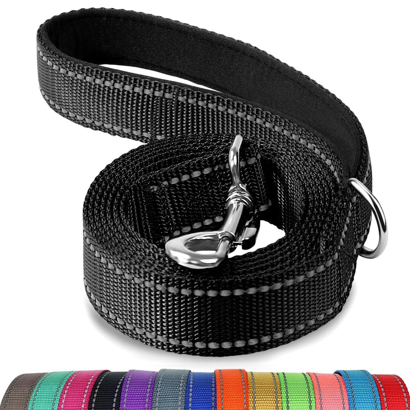 Joytale Dog Lead for Large and Medium Dogs, Double-Sided Reflective Nylon Dog Lead with Padded Handle, 1.8 m x 2.5 cm, Black 180 x 2.5 cm (Pack of 1) - BeesActive Australia