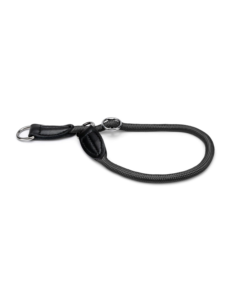 lionto dog collar made of durable nylon for dog training, length 45 cm, 1 cm thickness, pull stop collar for dogs, imitation leather with metal ring & adjustment with stepless slider, black 45 cm length, 1 cm thickness - BeesActive Australia
