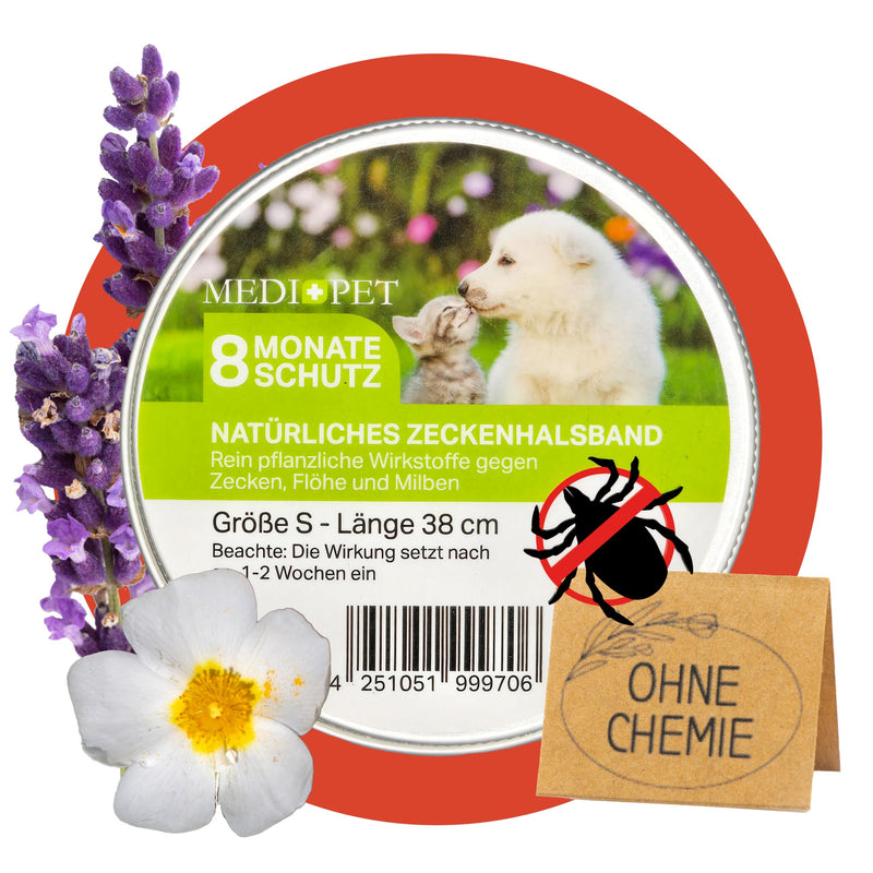 MEDIDOG Natural tick collar - size S 38 cm, for small dogs and cats - with cistus and lavender oil - without chemicals - BeesActive Australia
