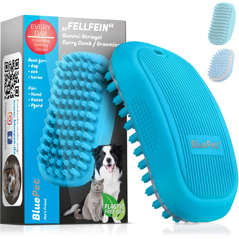 BluePet FellFein bath brush rubber curry comb for short-haired dogs and cats with massage effect - removes loose top hair, dust and dirt - ideal bath curry comb - BeesActive Australia
