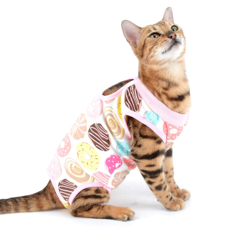 SELMAI Medical Pet Shirt Cat Bodysuit for Dogs After Surgery Dog Castration Soft Cotton E-Collar Alternative for Pets Nursing Clothing Wound Protection Prevent Licking Skin Diseases Pink L donut - BeesActive Australia
