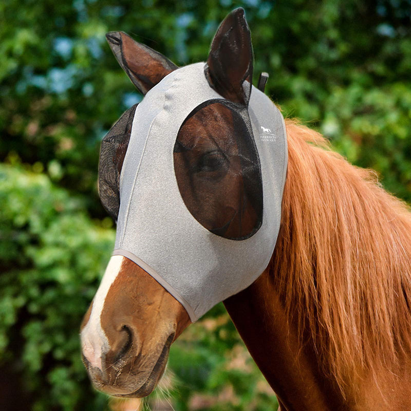 Harrison Howard Super Comfort Stretchy Fly Mask Large Eye Space with UV Protection Soft on Skin with Breathability gray M medium - BeesActive Australia
