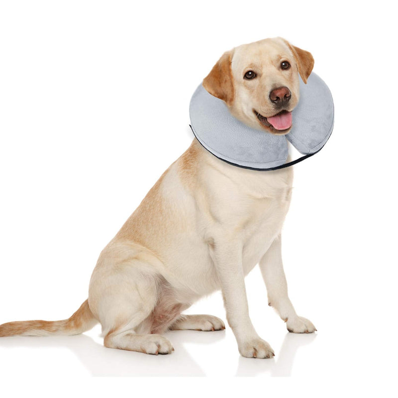 Bencmate Inflatable Neck Brace for Dogs & Cats, Dog Collar Leak Protection Dog for Recovery After Operations or Wounds, Dog Neck Brace that Does Not Block the View [Neck: 12"-18"]Large Gray - BeesActive Australia