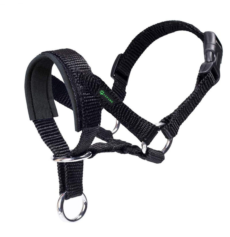 ILEPARK dog halter with padded fabric, halter collar for dogs, adjustable and pulling prevention. (L,Black) L Black - BeesActive Australia