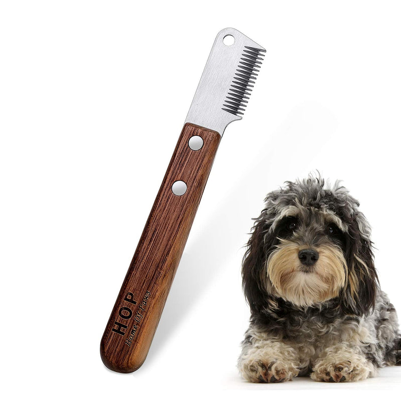 linjinde dog trimming knife with wooden handle for blunt dogs, rough-haired dachshund, fine top coat terrier, medium stripping knife, brown trimming knife, pet care tool for pet undercoat - BeesActive Australia