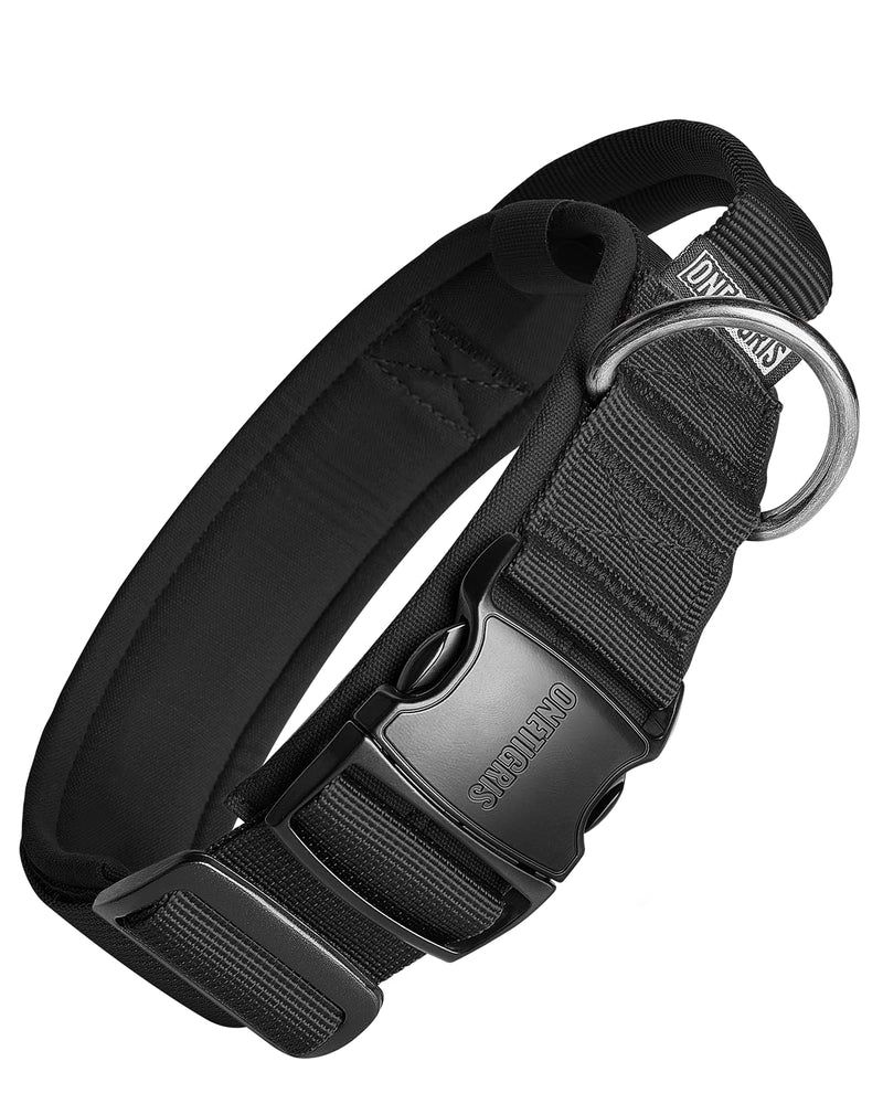 OneTigris Dog Collar with Metal Buckle for Dogs (Black, M) Black - BeesActive Australia