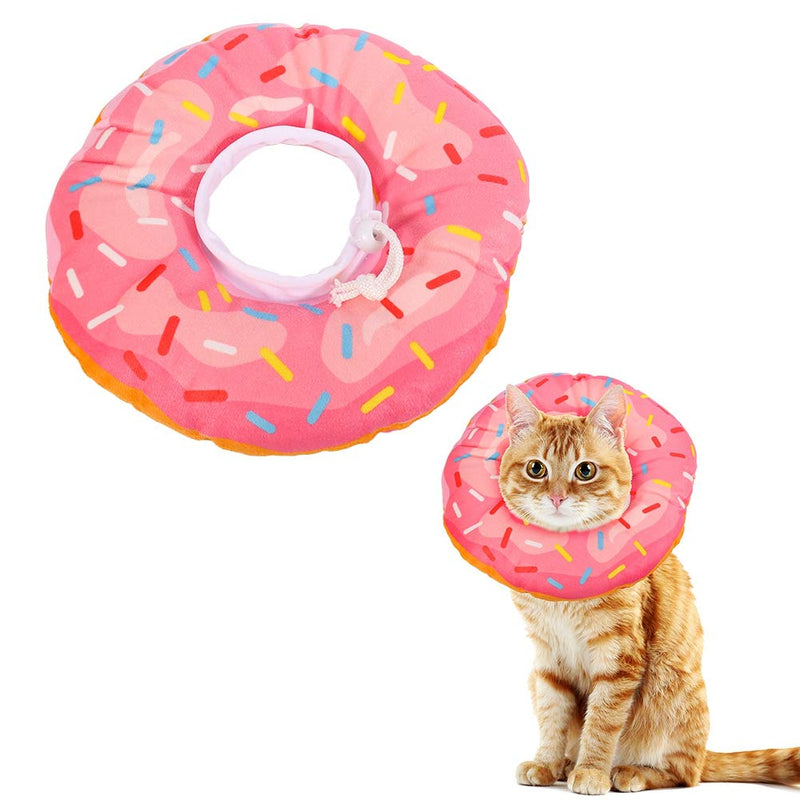 Xinzistar Neck Collar Cat Collar Soft Cat Protective Collar Anti Bite Safety Adjustable Protective Collar for Pets Cats Dogs Puppies Kittens (Pink Donut, M) - BeesActive Australia