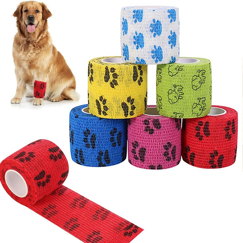 Veraing Self-Adhesive Bandage for Pets, Elastic Cohesive Adhesive Bandage Cohesive Fixing Bandage for Dog, Horse, Pet, Wrap Adhesive Bandage for Wrist Ankle Finger (6 Rolls) - BeesActive Australia