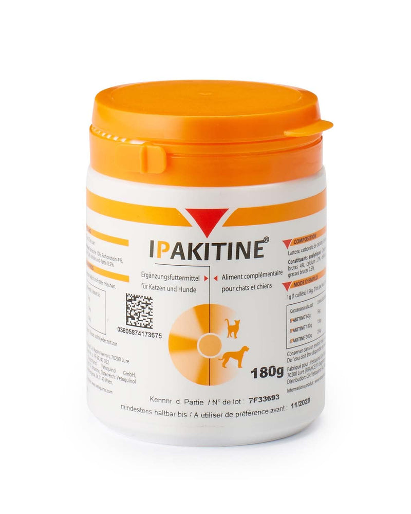 Vetoquinol Ipakitine | 180g | Supplementary feed for cats and dogs | To support the kidneys | In case of renal insufficiency | Powder to mix into the feed - BeesActive Australia