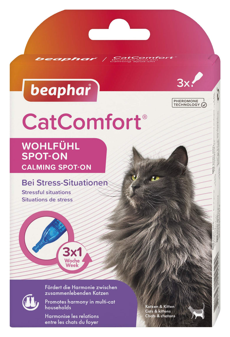 BEAPHAR - CatComfort® feel-good spot-on for cats and kittens - promotes harmony between cats living together - with pheromones - ideal for stress - also for outdoor cats - enough for 3x1 week - BeesActive Australia