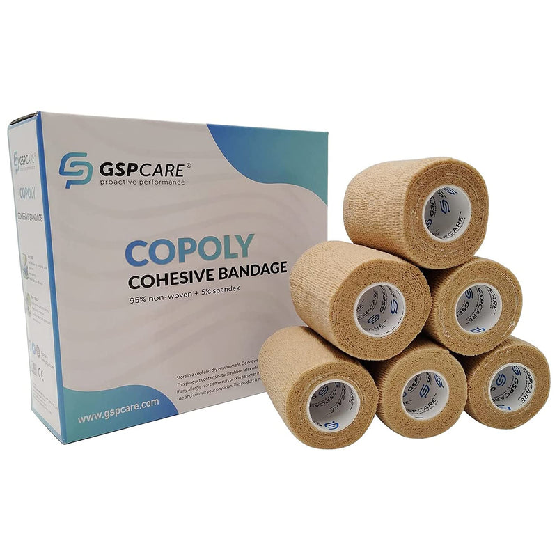 GSPCARE Self-Adhesive Bandage 7.5 cm x 4.5 m, 6 Rolls Elastic Cohesive Bandage Animal Bandage Self-Adhesive Adhesive Bandage for Swelling of Ankle Sprains on Wrist Skin Color - BeesActive Australia