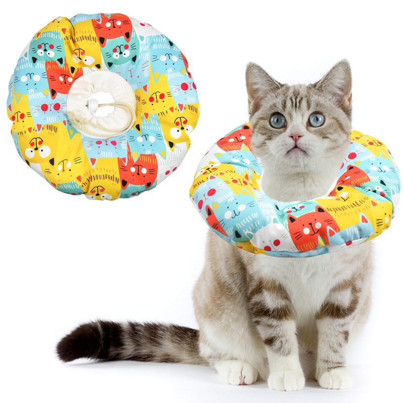 AvoDovA Cat protective collar, neck collar, cat collar, soft, cat recovery collar, pet protective collar, adjustable protective cotton ring, protective for cats and dogs (S) S - BeesActive Australia