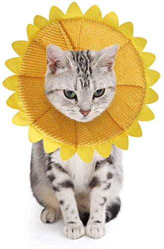 SLSON Neck Brace for Dogs and Cats, Comfortable Soft Recovery Protection for Pet Neck Protection Pillow and Adjustable Collar with Yellow Sunflower Pattern (S) S - BeesActive Australia