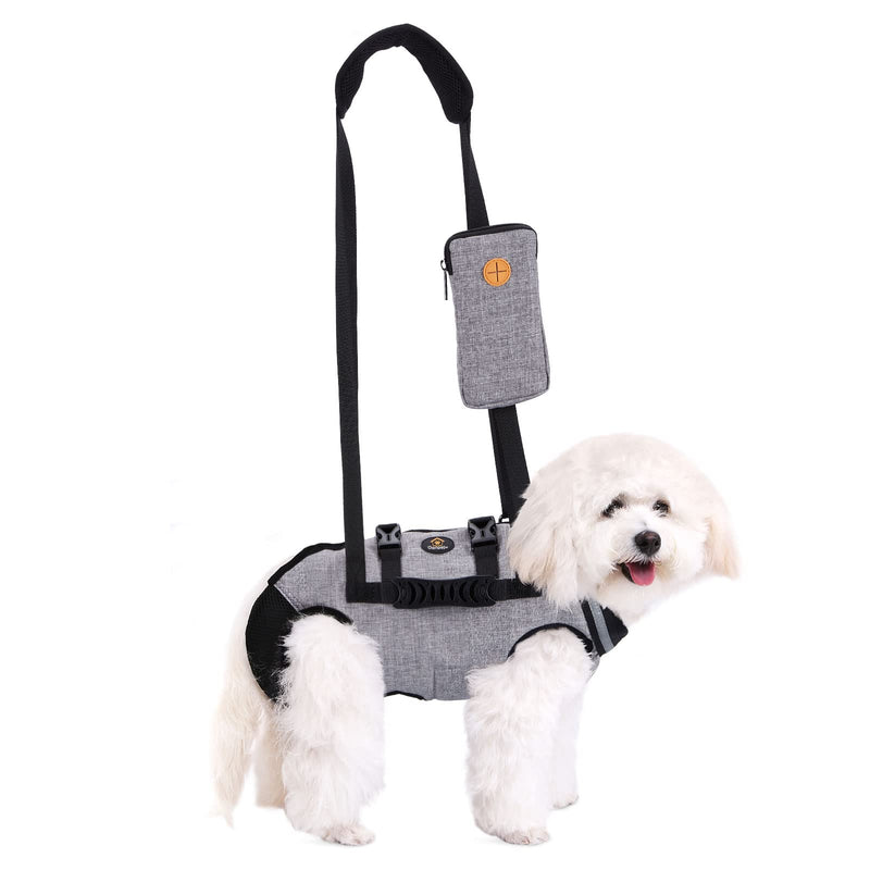 Ownpets Carrying Aid Harness, Lifting Harness for Small Dogs, Sling for Small Dogs, Full Body Harness, Dog Carrier Bag with Shoulder Strap, Soft, Waterproof, Adjustable, Grey, M - BeesActive Australia