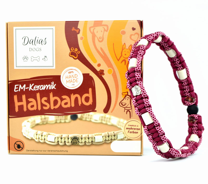EM ceramic collar for dogs and cats - custom-made EM band original US paracord (31-40 cm, raspberry) 31-40 cm - BeesActive Australia