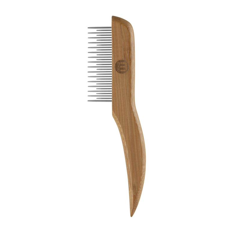 Mikki 6280024 bamboo fur detangler for shedding, suitable for all fur lengths, for dogs and cats, made from sustainable bamboo, 48 g, brown - BeesActive Australia