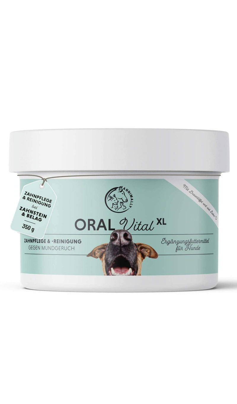 Annimally Dental Care Powder for Dogs I Remedy for Dog Tartar - Natural Particularly Effective Teeth Cleaning for Yellow Teeth, Bad Breath and Plaque (350 g - BeesActive Australia