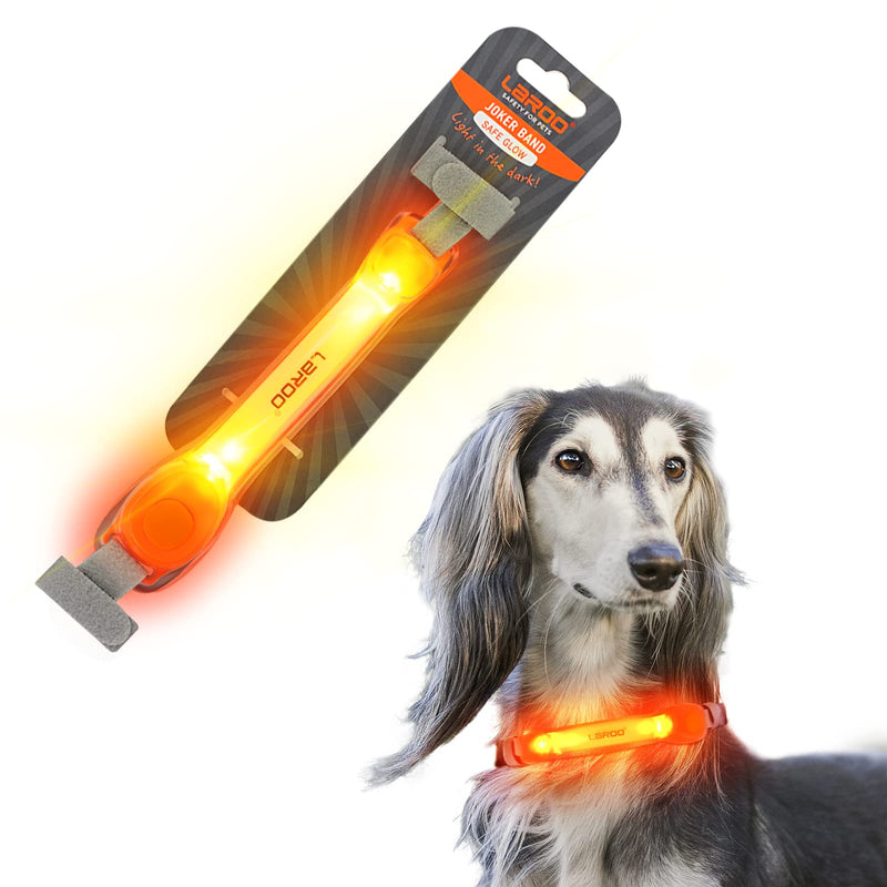 LaRoo Safety LED light band for dogs and cats, LED light flashing light with Velcro fastener, easy to attach to collar, leash and harness, waterproof, bright, outdoor sports, orange - BeesActive Australia