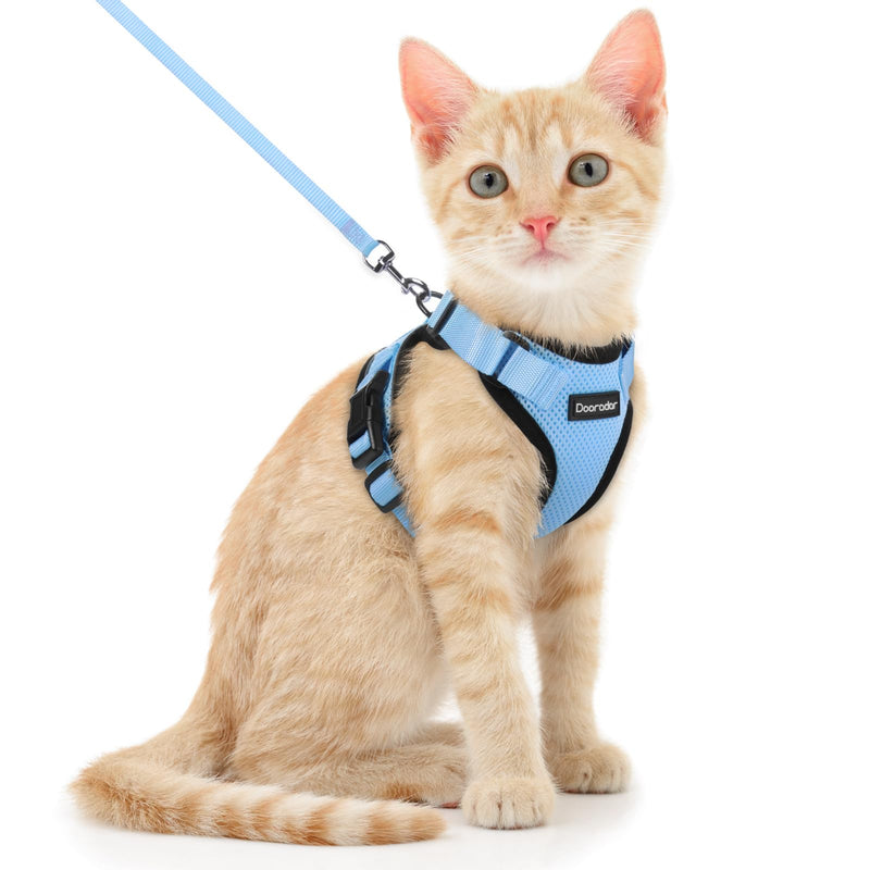 Dooradar Cat Harness with Lead, Escape-Proof Cat Lead with Harness for Medium Cats, Reflective Cat Harness, Large Cat, XS, Light Blue XS (Pack of 1) - BeesActive Australia