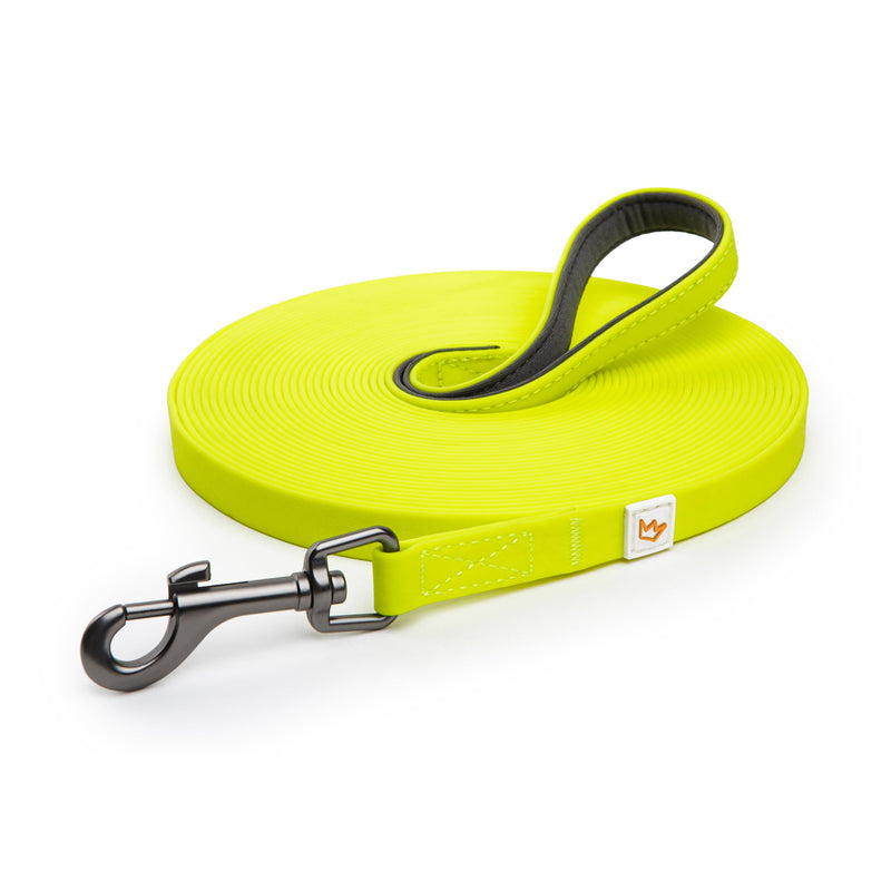 Rudelkönig drag leash 10m for dogs - robust and weatherproof dog leash for successful dog training - with neon yellow handle padding - BeesActive Australia