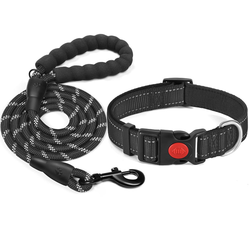 haapaw Reflective Dog Collar Padded with Soft Neoprene Breathable Adjustable Nylon Dog Collars for Small Medium Large Dogs S (Pack of 1) Black - BeesActive Australia