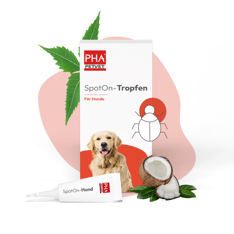 PHA Spot on drops for dogs to ward off fleas, ticks and other pests, plant biocide, 2 plastic tubes of 2 ml each - BeesActive Australia