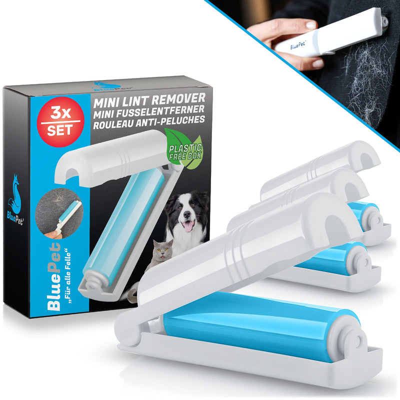 BluePet 3X Mini Lint Roller - Sustainable pet hair remover for dog hair, cat hair and lint - Washable - Ideal for on the go - BeesActive Australia