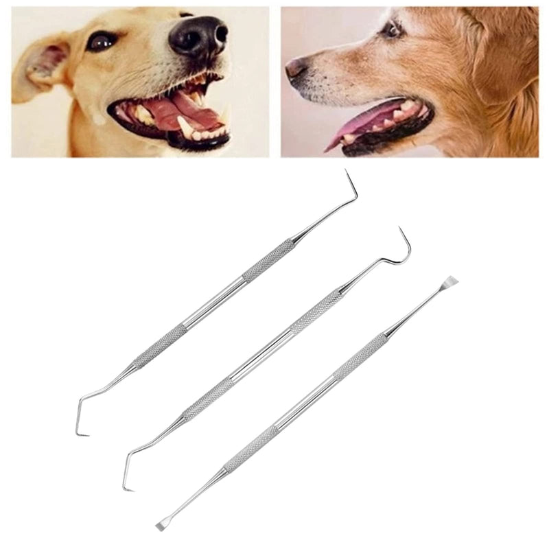Elionless Pet Tooth Scaler Cleaning Set, 3 Pieces Stainless Steel Tartar Remover Plaque Remover for Dogs Cats - BeesActive Australia