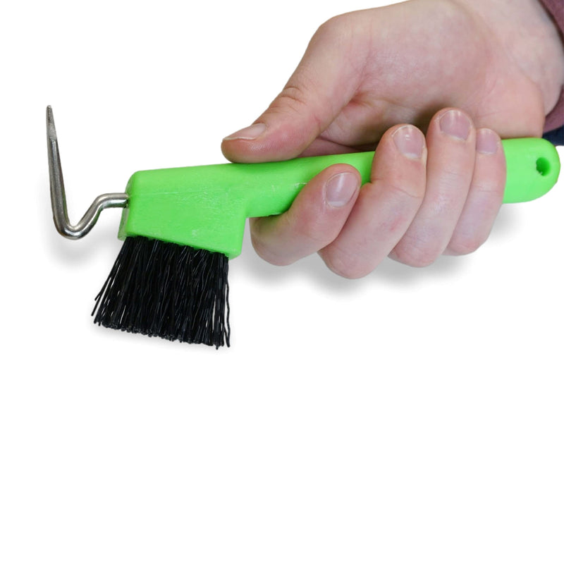 Hoof picker for horses, donkeys, goats hoof with extra stable brush and ergonomic handle (neon green (1x)) neon green (1x) - BeesActive Australia