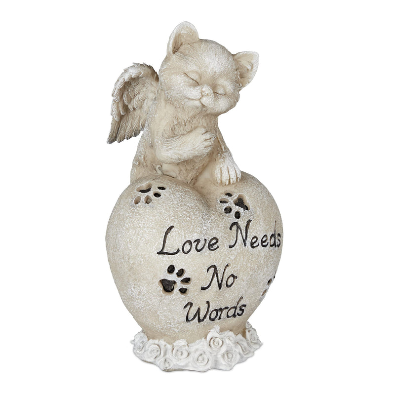 Relaxdays grave decoration for cat, keepsake animal, gravestone heart and cat angel, cat memorial stone, weatherproof, cream - BeesActive Australia