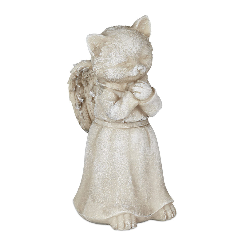 Relaxdays Grave Ornament for Cat, Garden Decoration Figure, Keepsake for Animal, Cat Angel, Weatherproof Cat Memorial Stone, Cream - BeesActive Australia