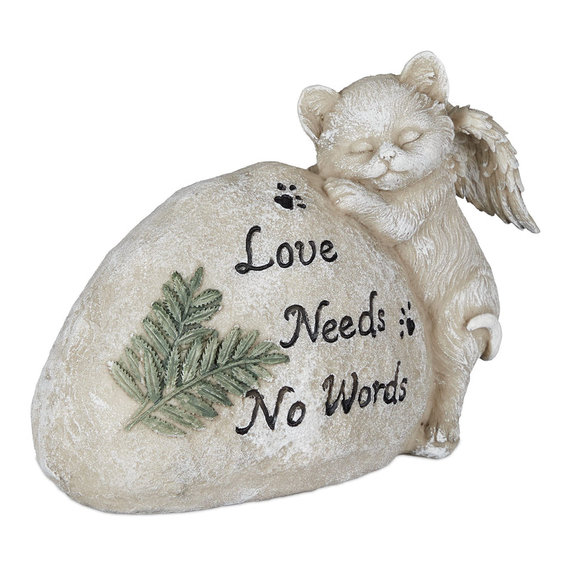 Relaxdays grave decoration for cat, garden decoration figure, keepsake animal, gravestone with saying, cat angel, weatherproof, cream - BeesActive Australia